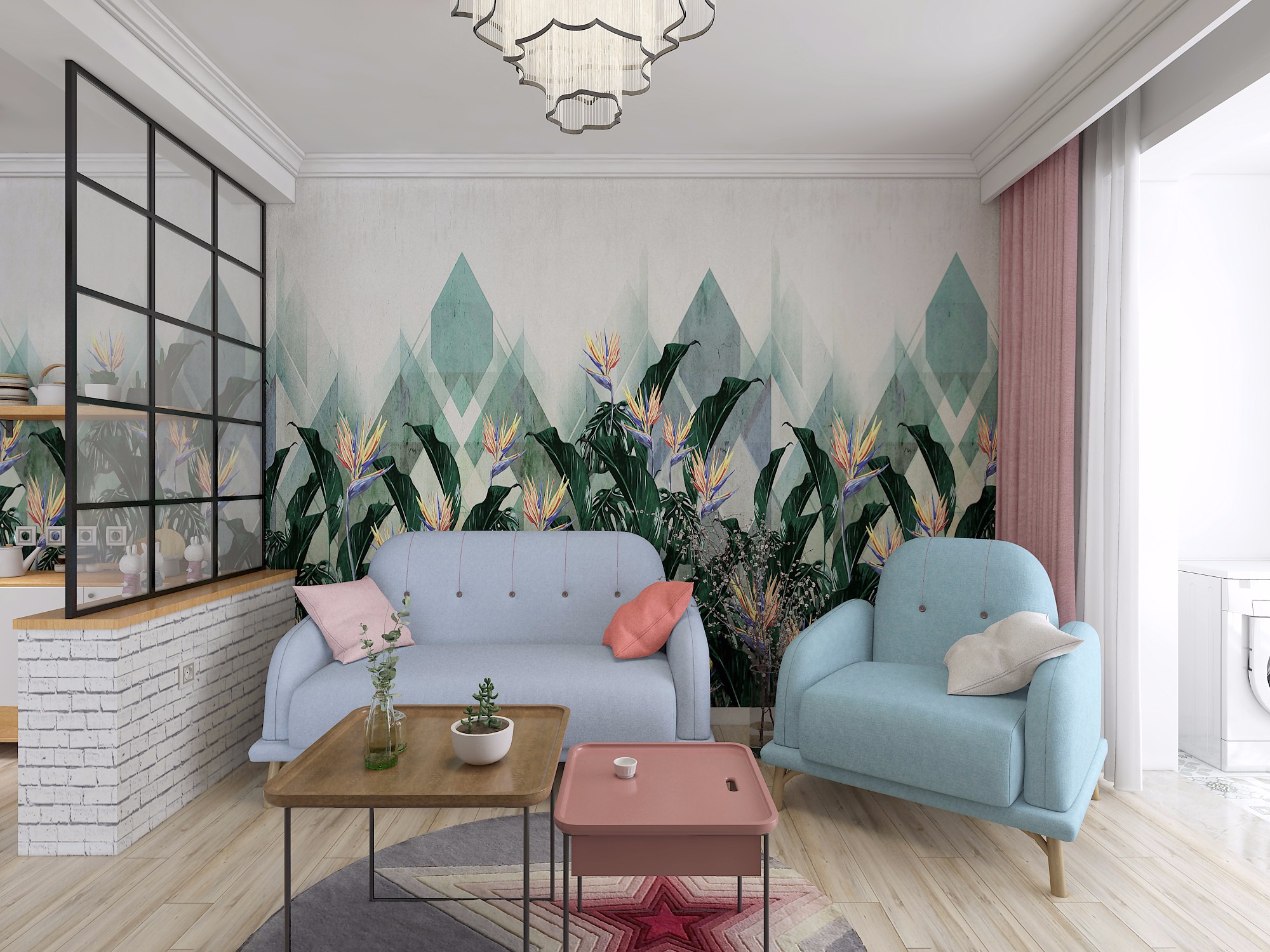 小田园ins风格装修图片 116平米房子装修效果图 两室芳馨园样板间