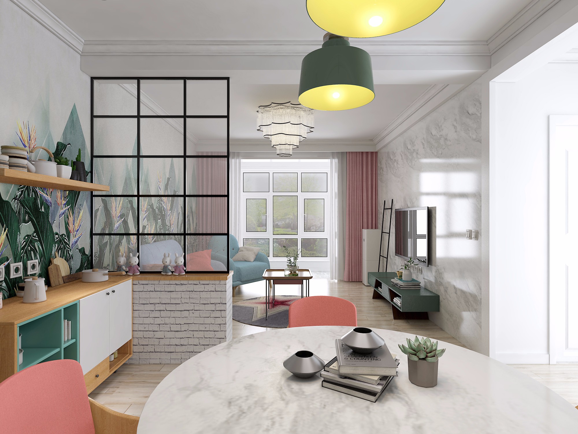 小田园ins风格装修图片 116平米房子装修效果图 两室芳馨园样板间