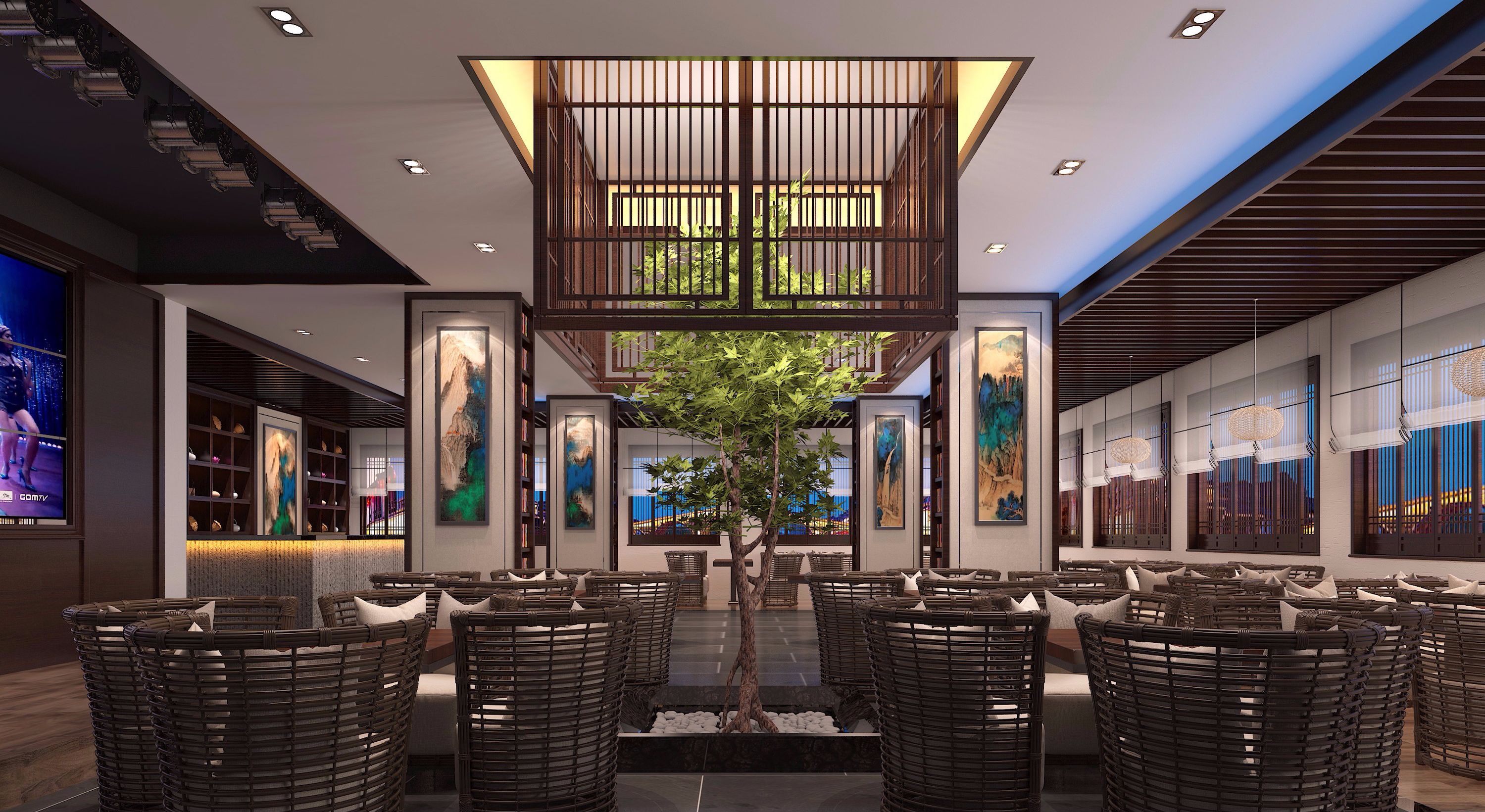 客栈式民宿装修效果图 仿古民宿装修设计样板间图片 中式风格400平米