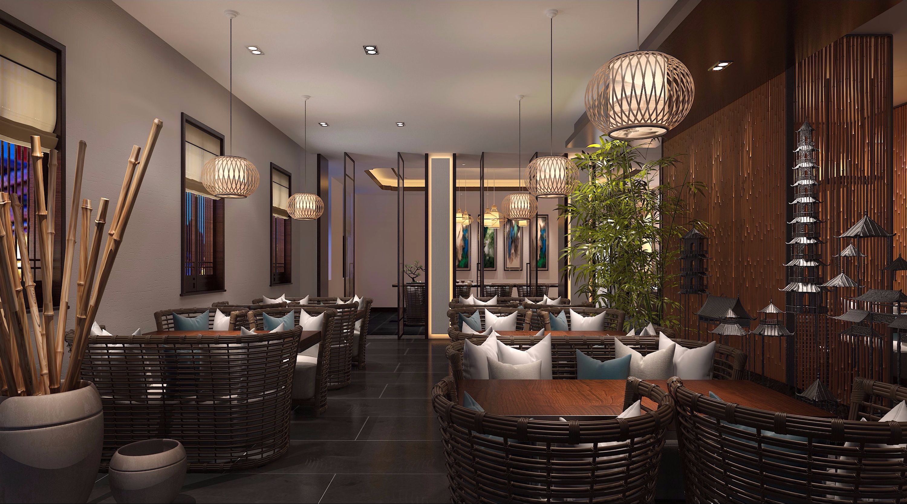 客栈式民宿装修效果图 仿古民宿装修设计样板间图片 中式风格400平米