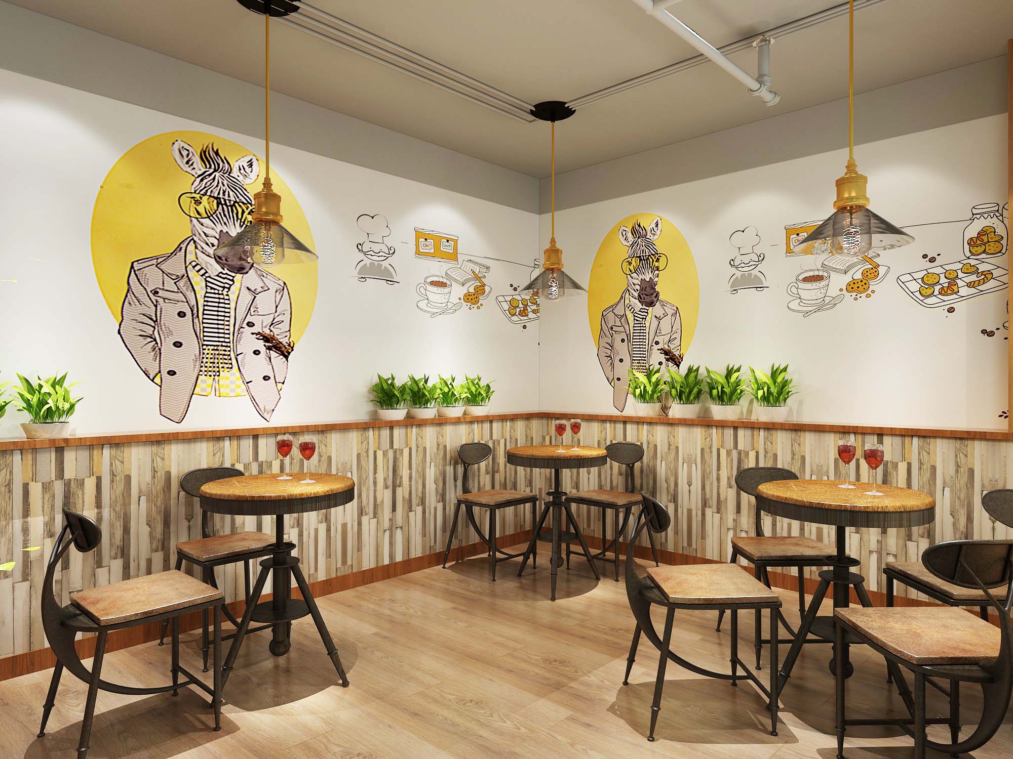 蛋糕店装修设计效果图片 小型蛋糕店装修设计样板间图片 90平米