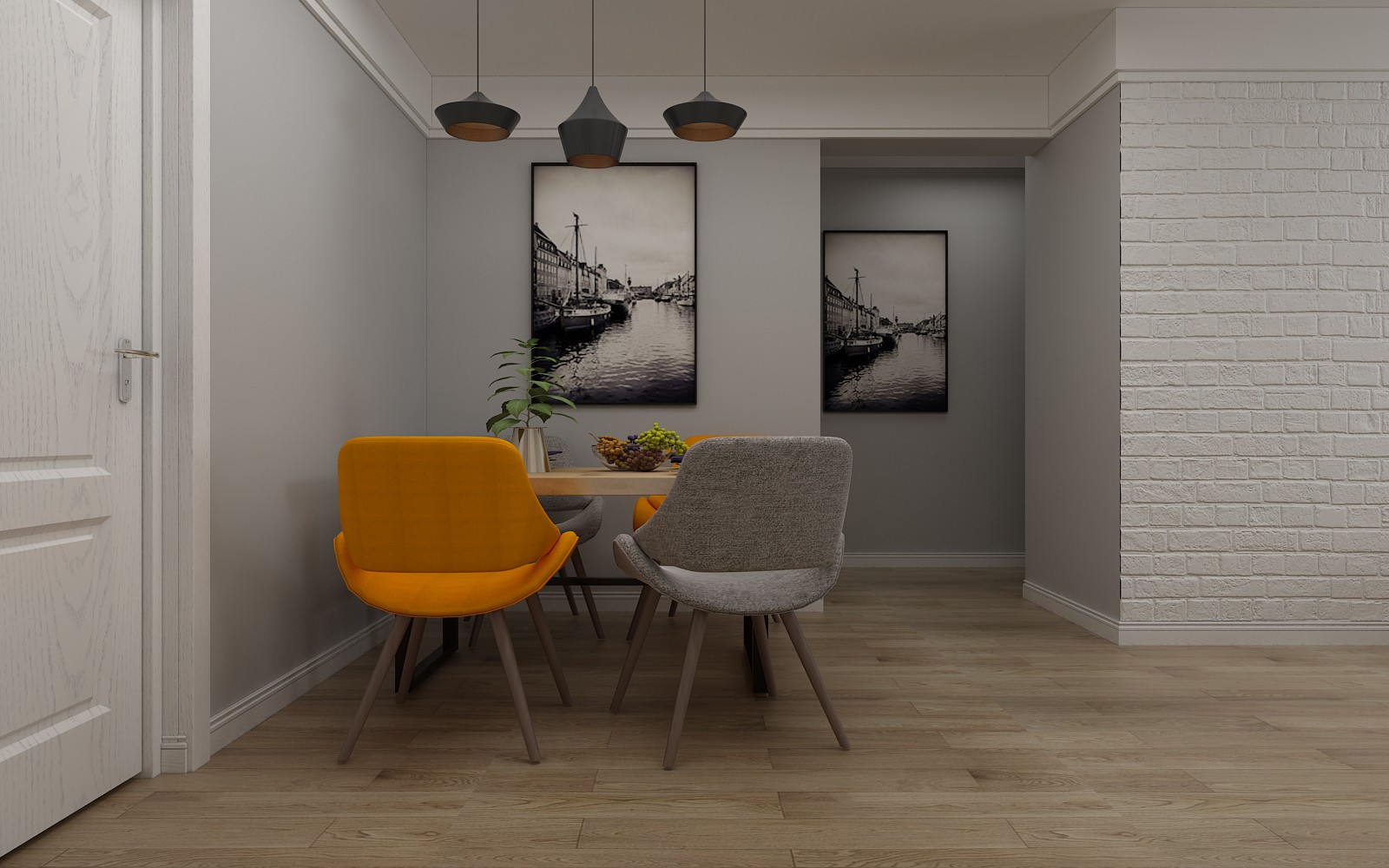 原木灰色北欧风格装修图片 89平米房子实景样板间 鸿昌国际