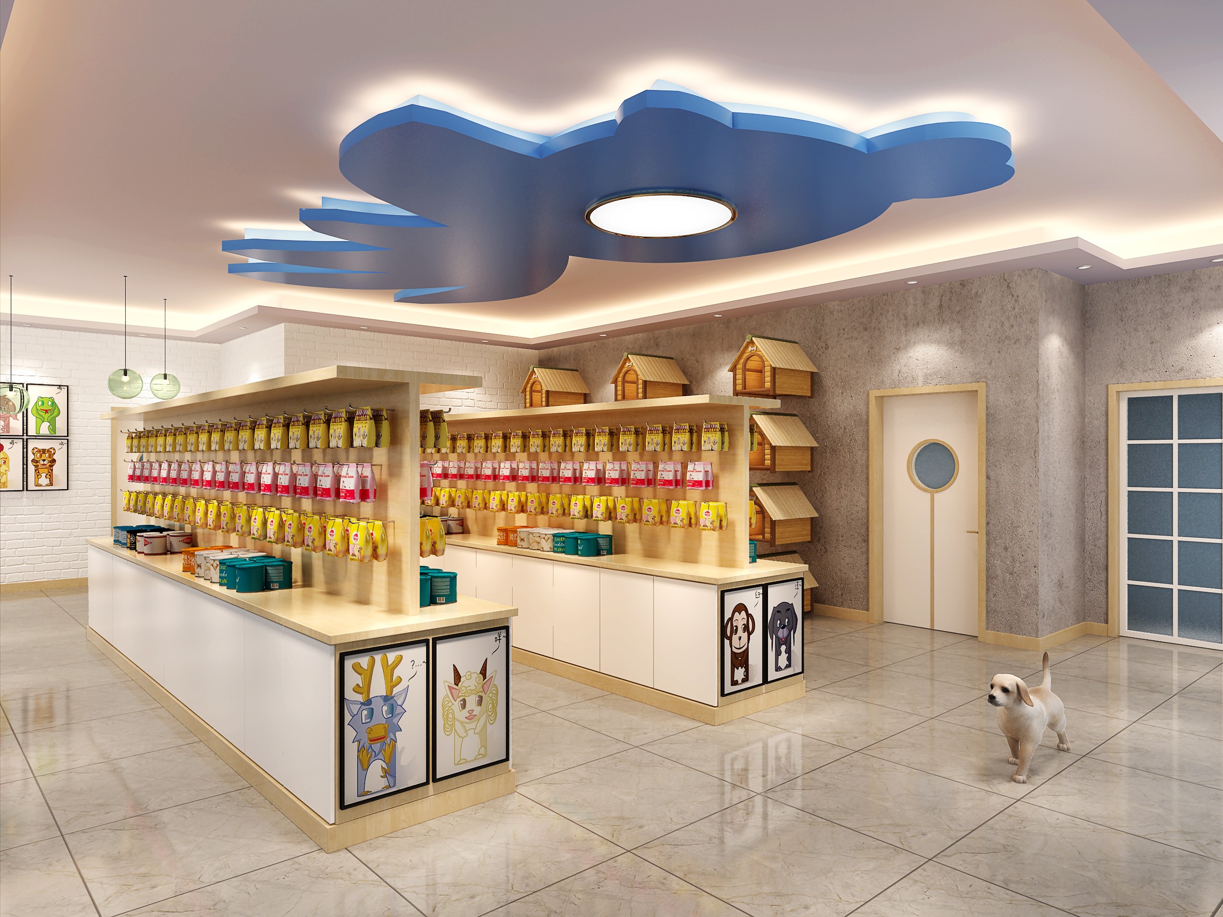 温馨宠物店装修案例图片 宠物店装修效果图 96平米
