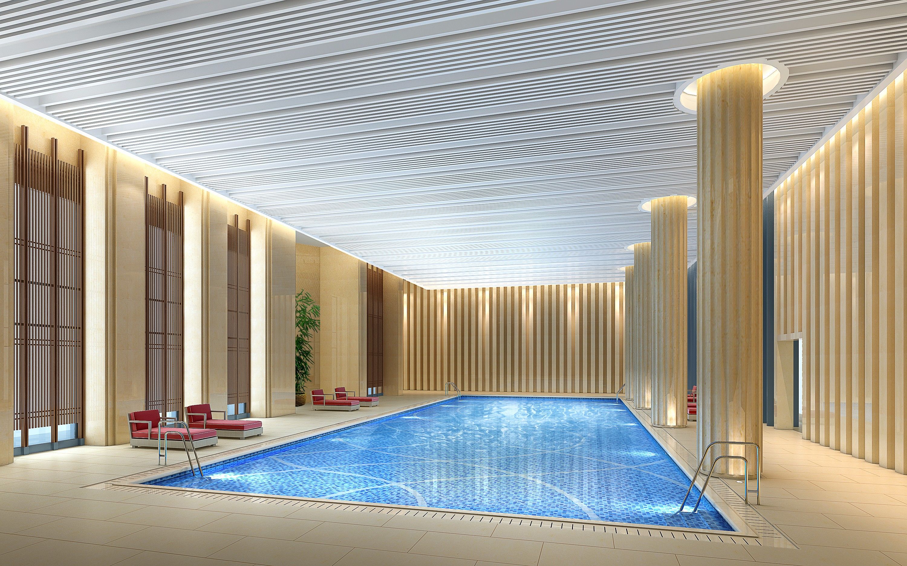 欧式风格游泳池装修设计效果图 游泳池装修设计案例图片  300平米