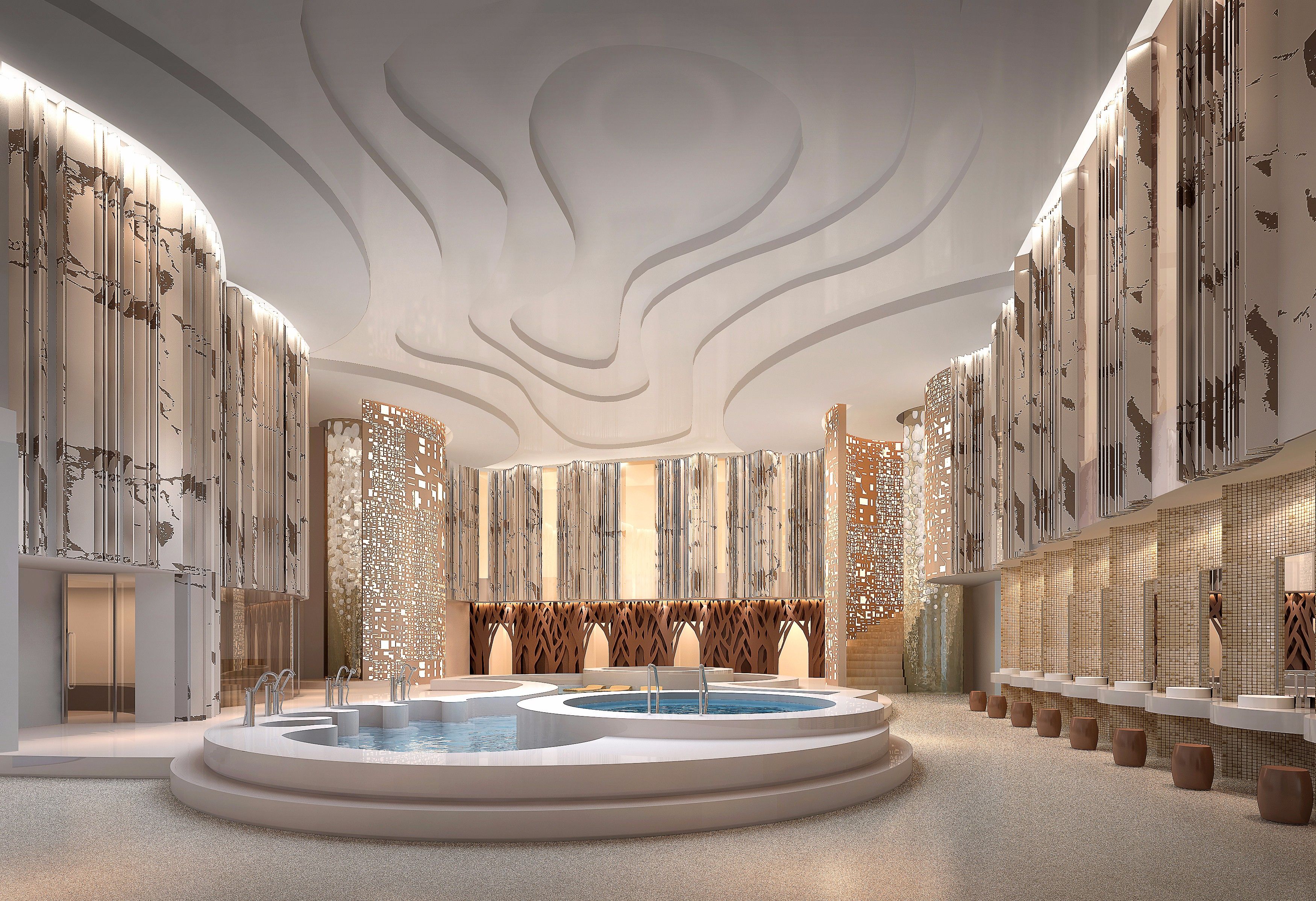 欧式风格游泳池装修设计效果图 游泳池装修设计案例图片  300平米