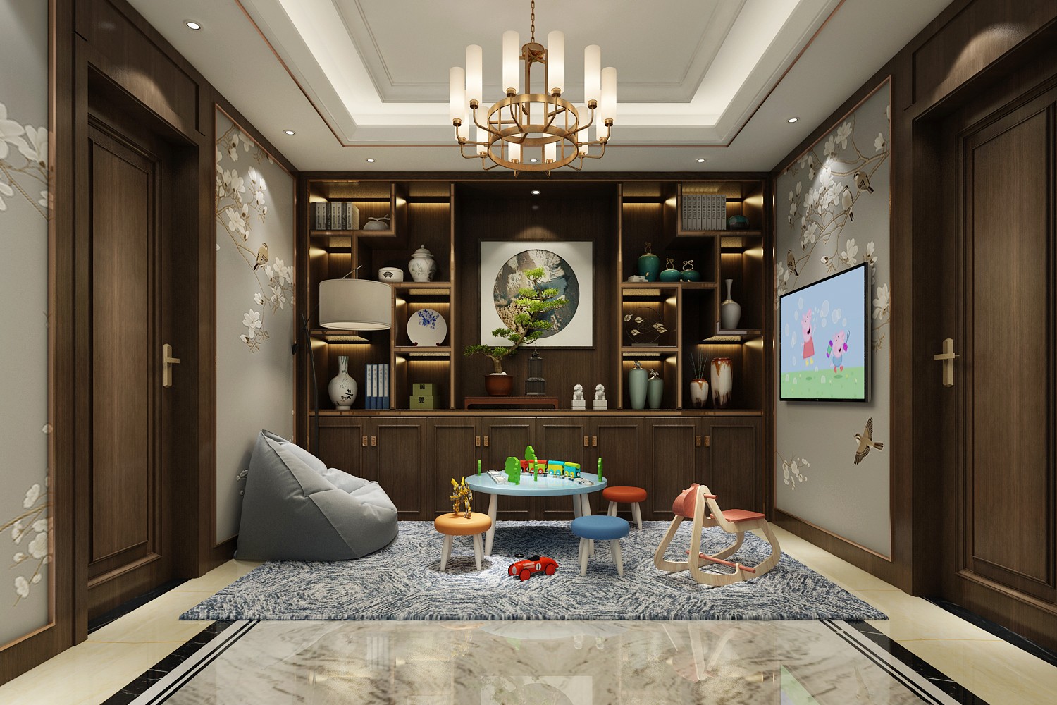 三室新中式风格138平米装修效果图