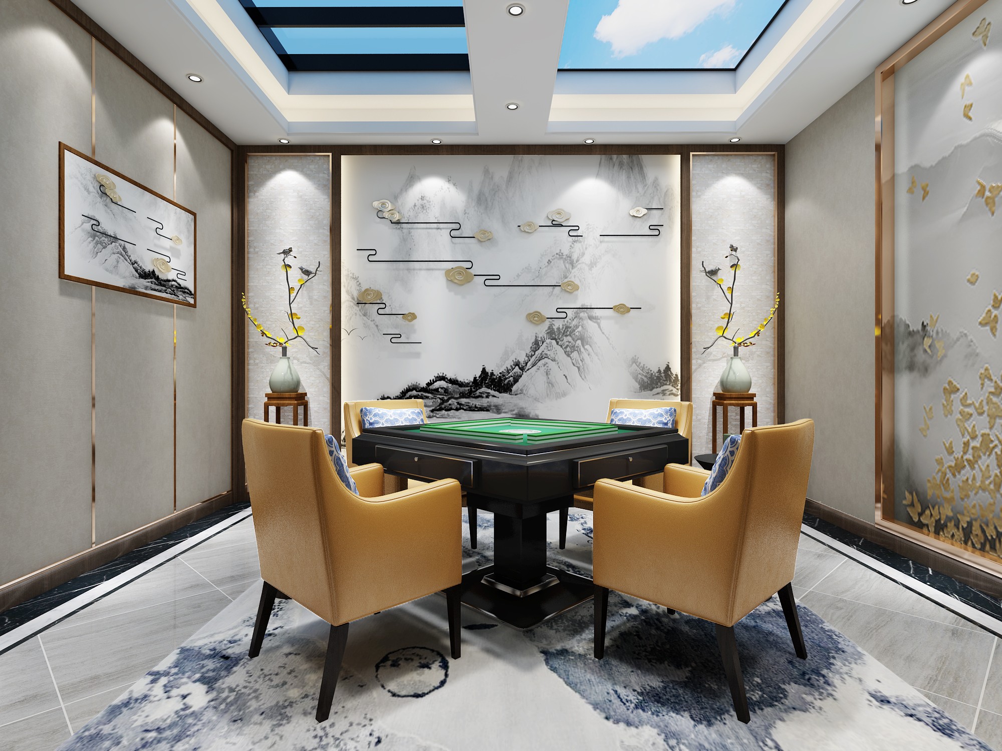 三室新中式风格138平米装修效果图