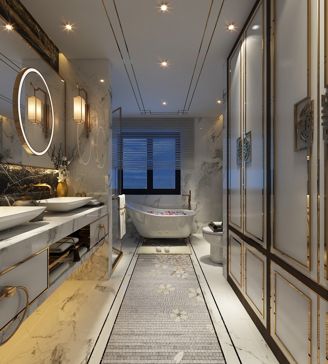 三室新中式风格138平米装修效果图