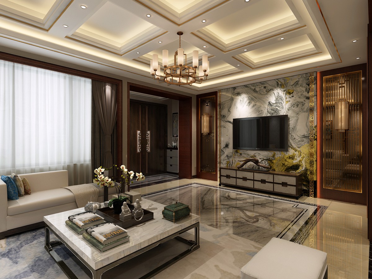 三室新中式风格138平米装修效果图