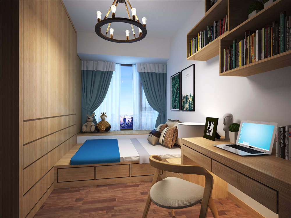 二室装修效果图 新中式风格124平米装修样板间 春锦花园