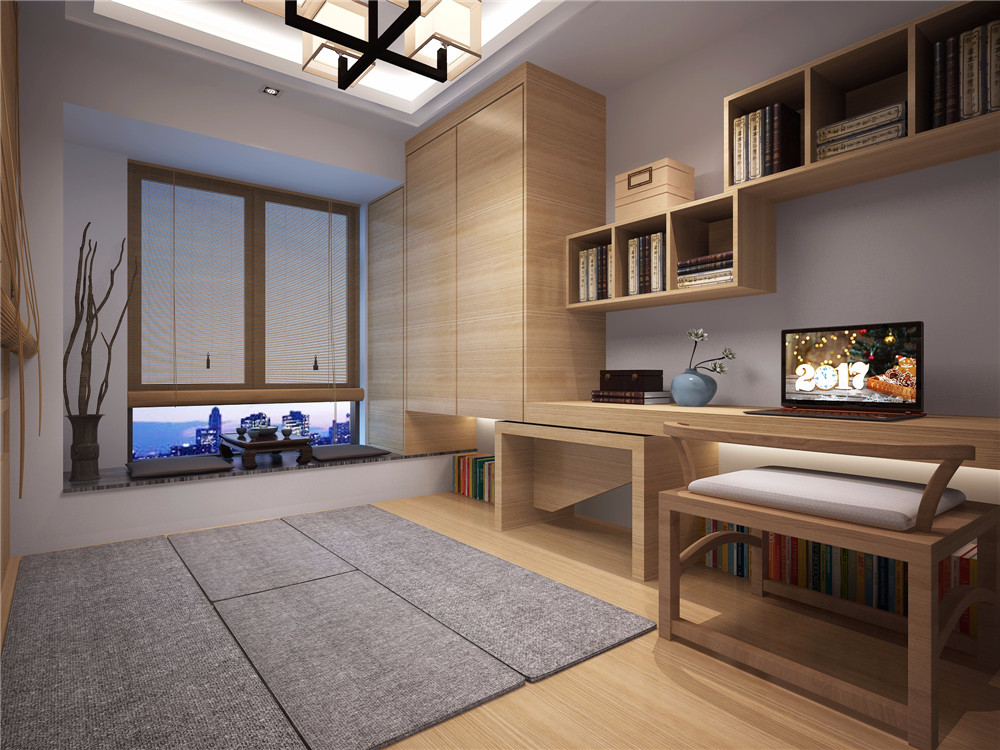 二室装修效果图 新中式风格124平米装修样板间 春锦花园