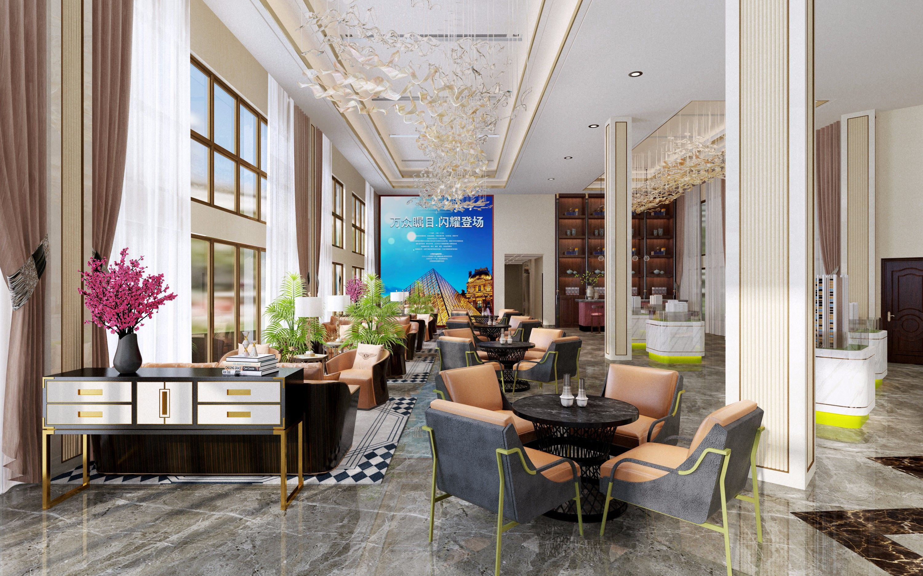 售楼部装修设计效果图片 售楼部办公室装修实景图片 160平米