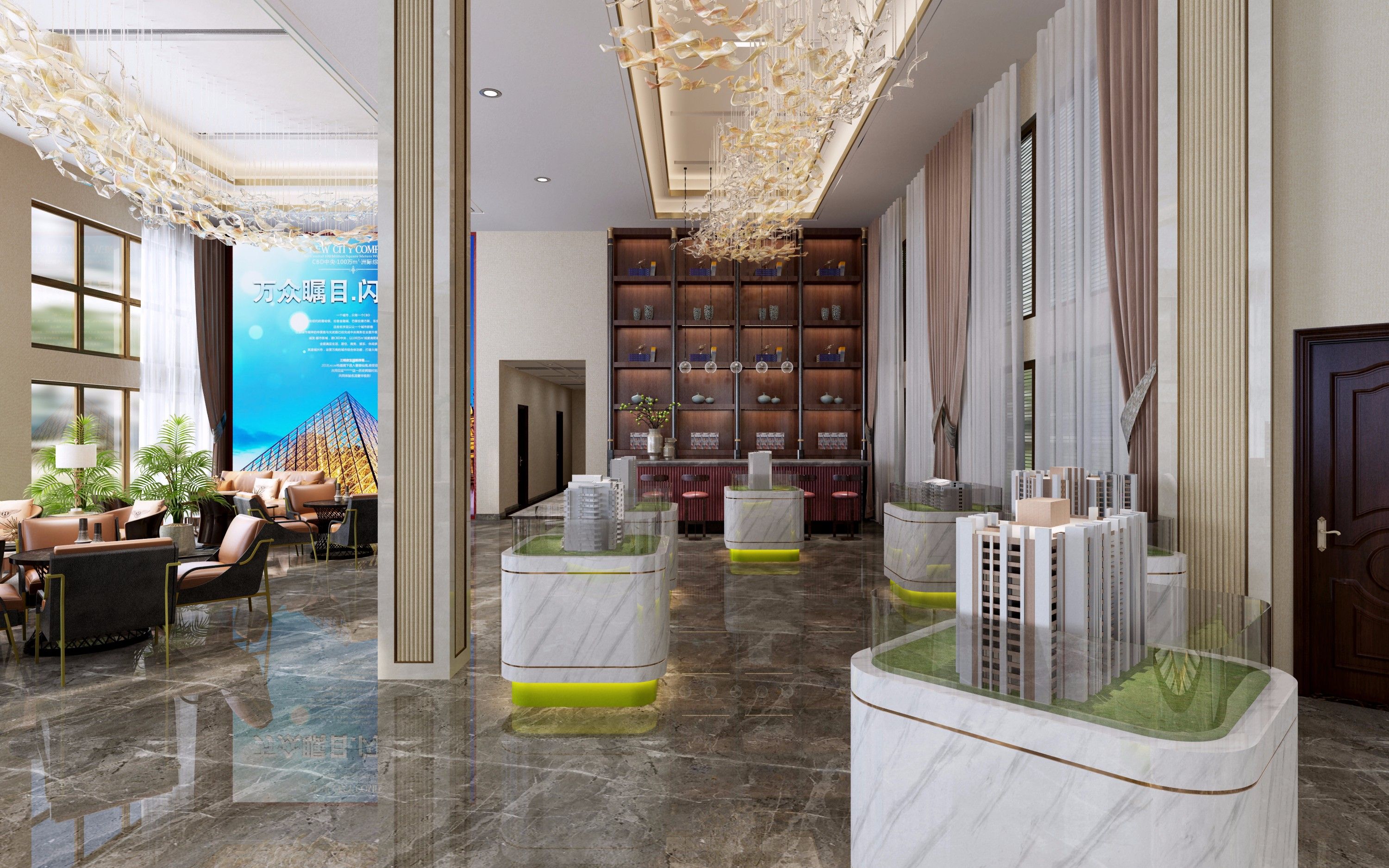 售楼部装修设计效果图片 售楼部办公室装修实景图片 160平米