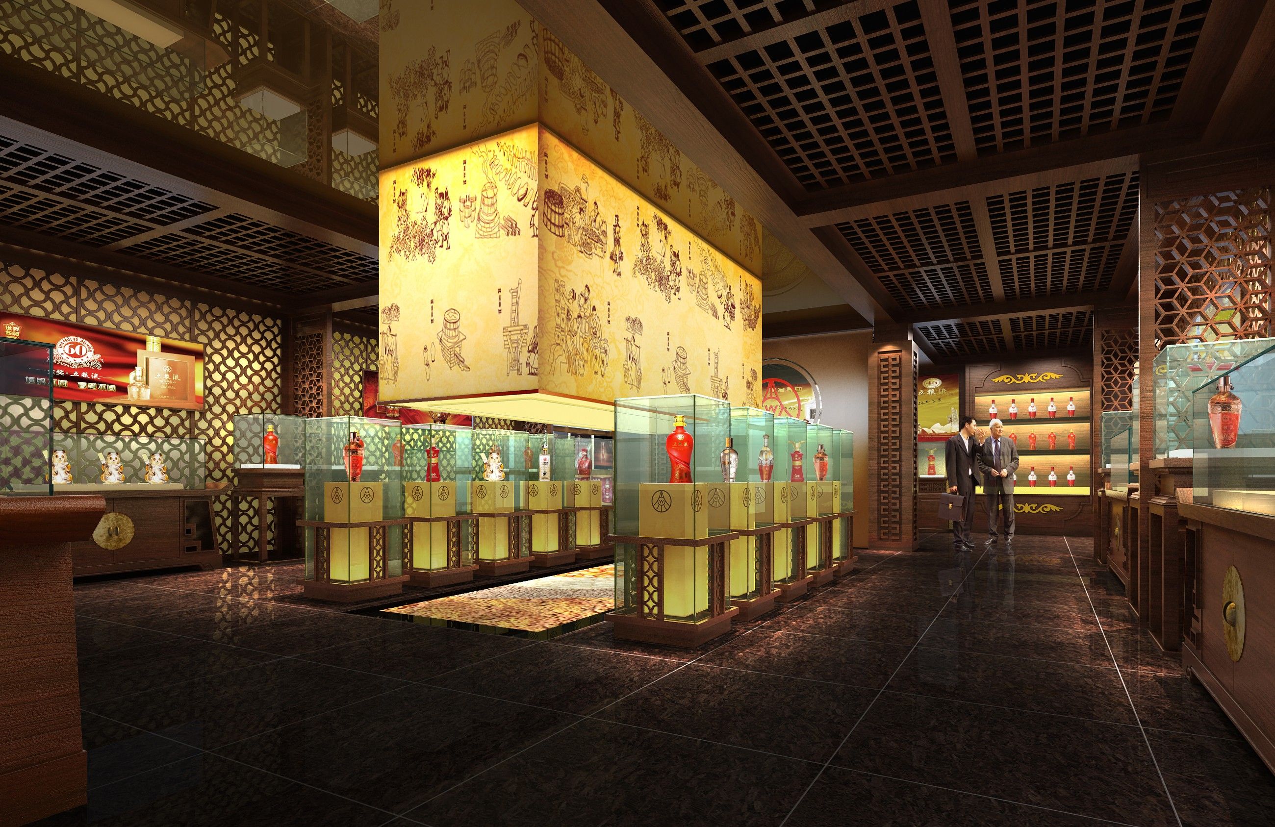 仿古白酒展厅博物馆 中式风格展厅装修图片  500平米