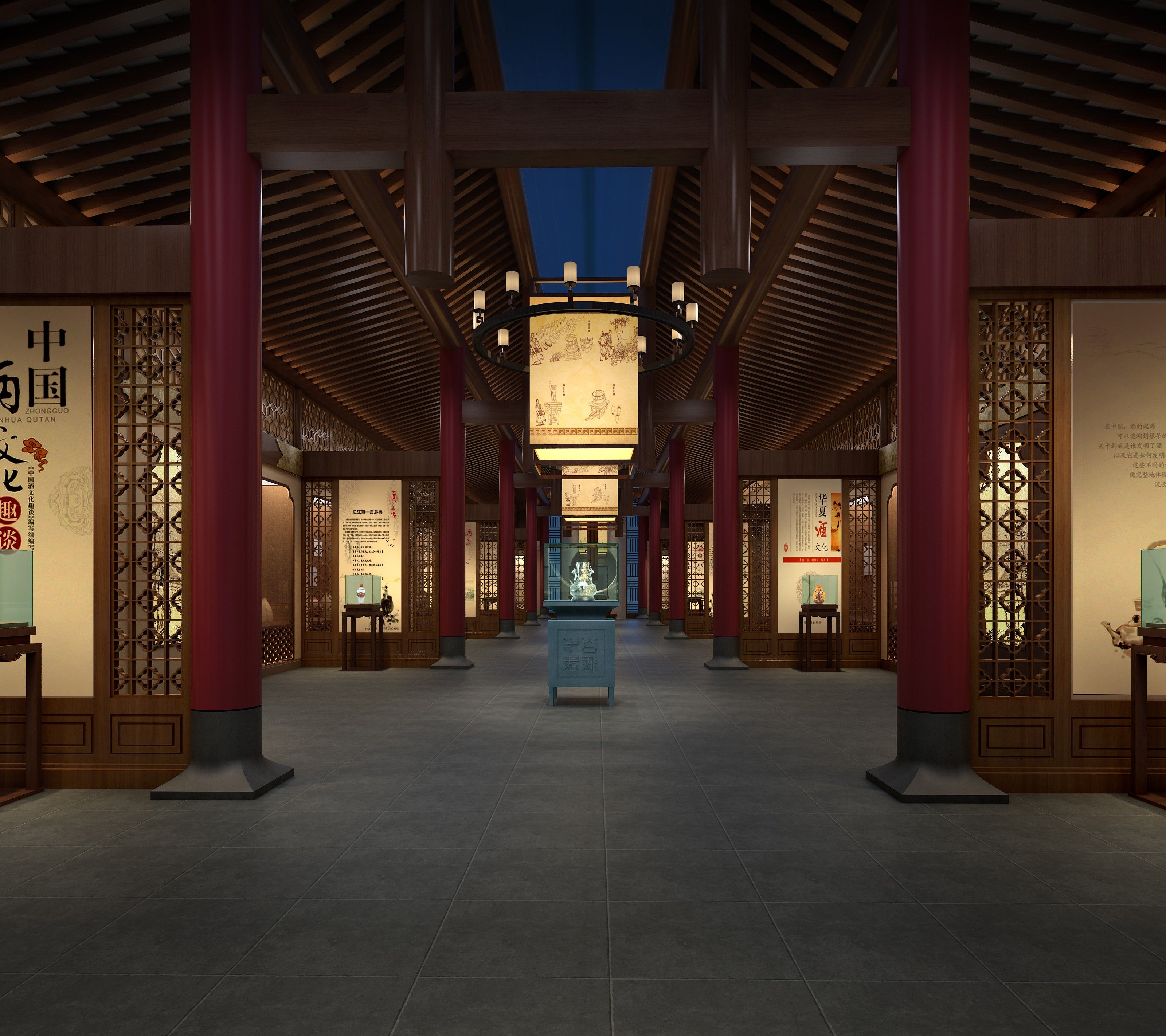 仿古白酒展厅博物馆 中式风格展厅装修图片  500平米