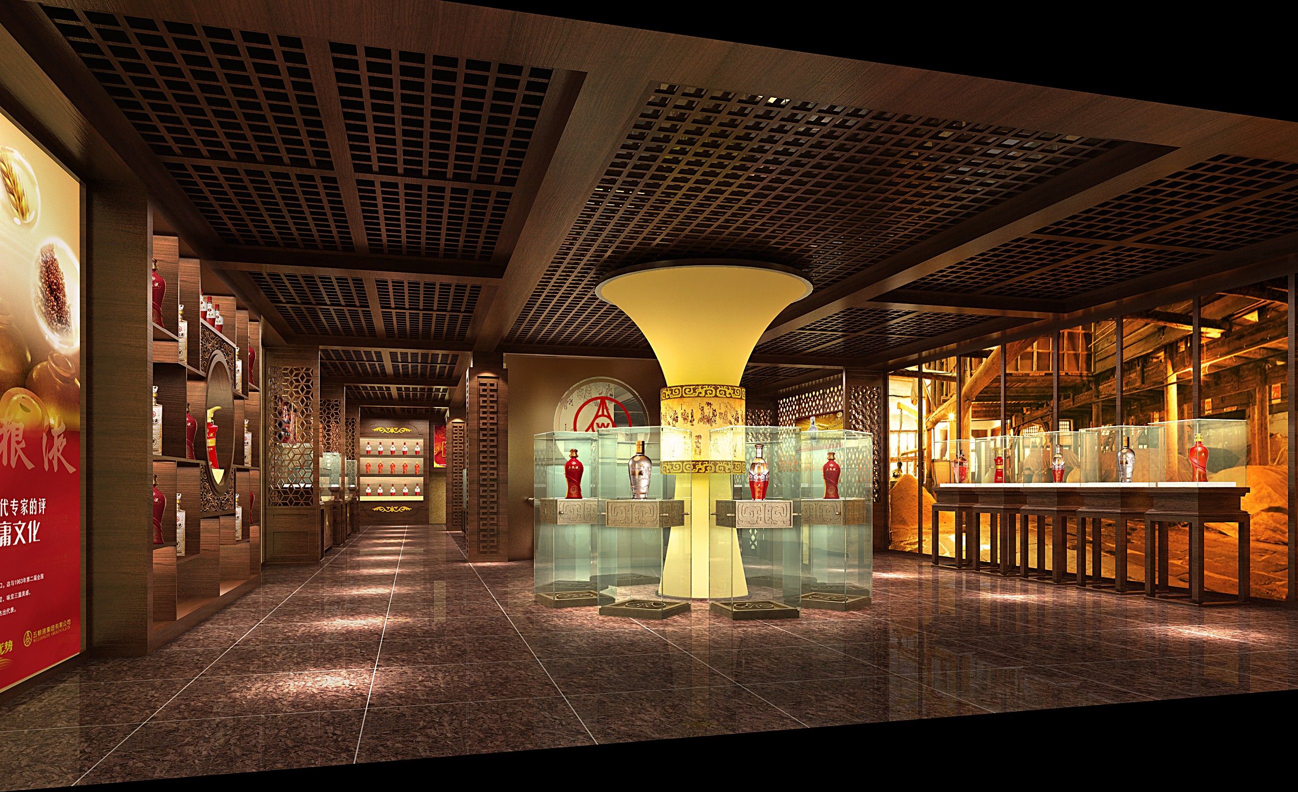 仿古白酒展厅博物馆 中式风格展厅装修图片  500平米
