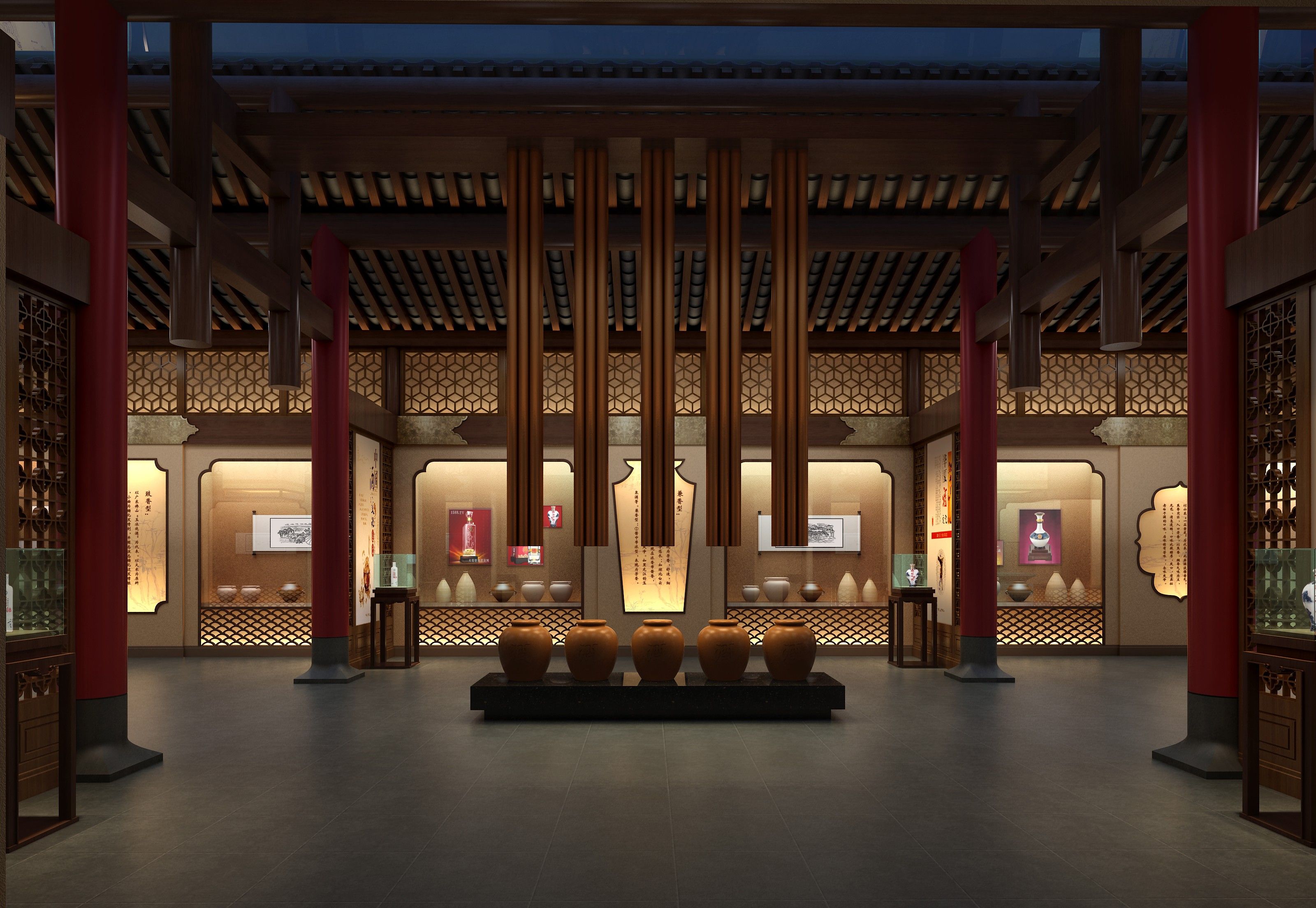 仿古白酒展厅博物馆 中式风格展厅装修图片  500平米