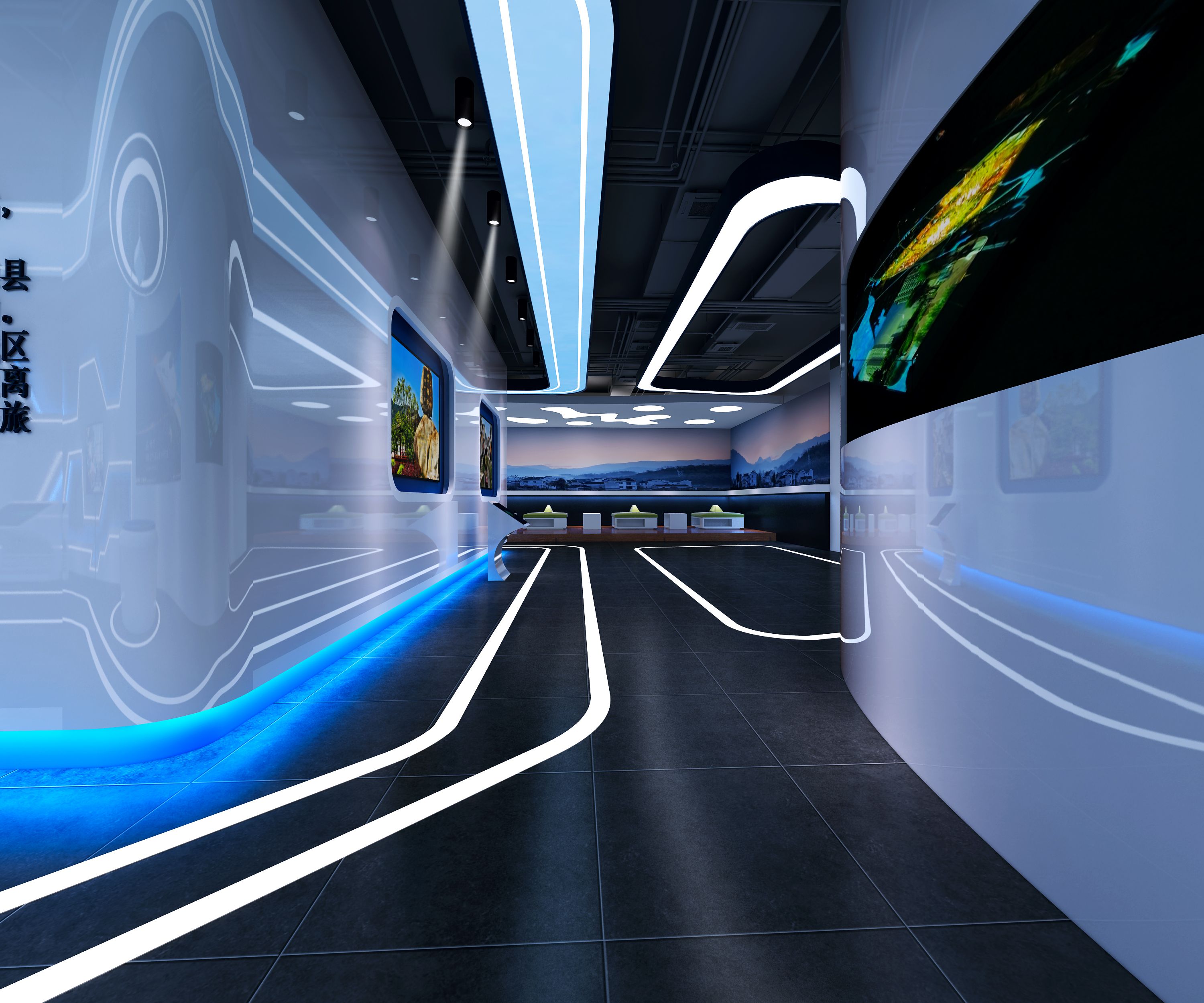 现代风格科技展览馆装修设计效果图  科技展厅装修样板间图片 420平米