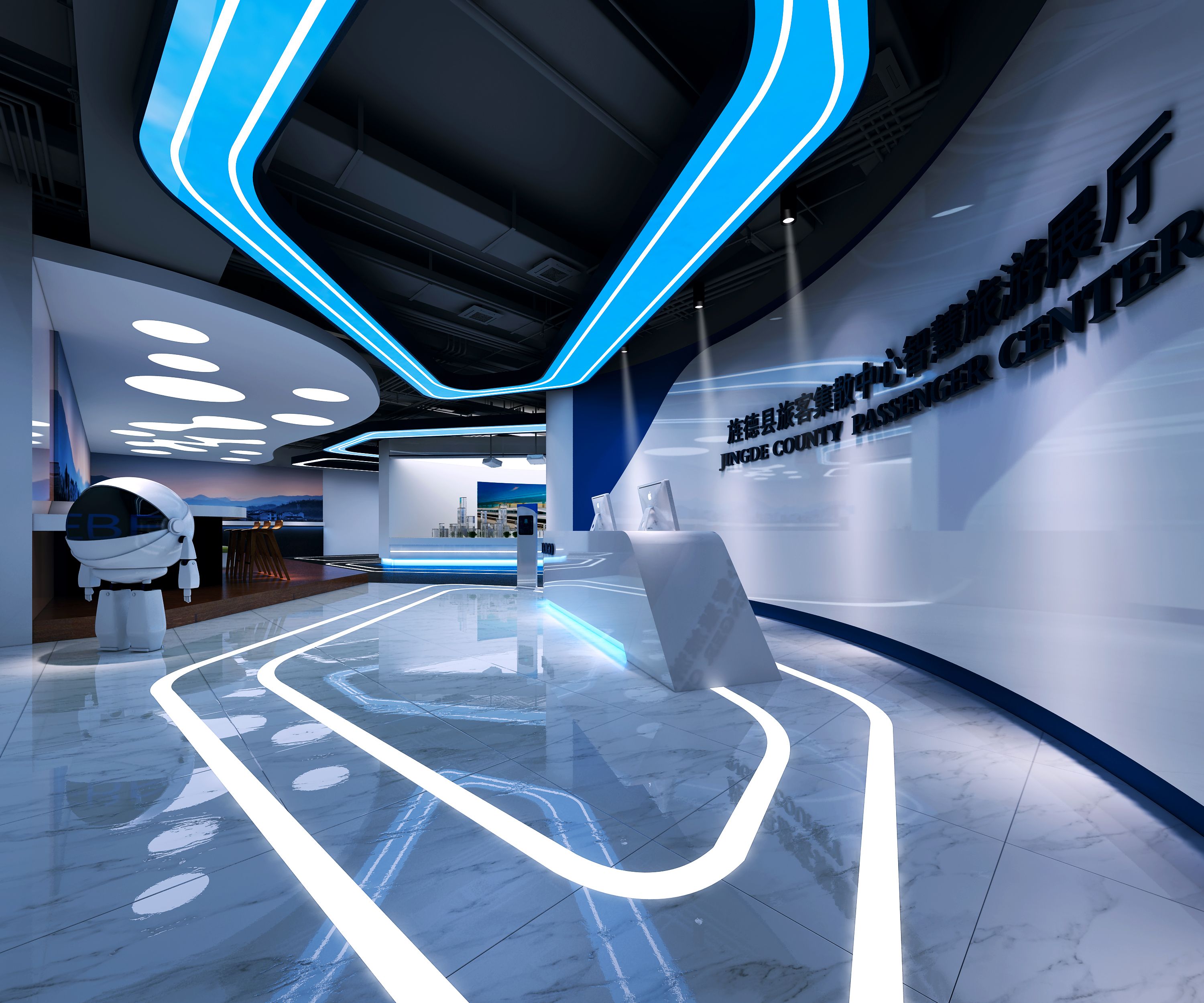 现代风格科技展览馆装修设计效果图  科技展厅装修样板间图片 420平米