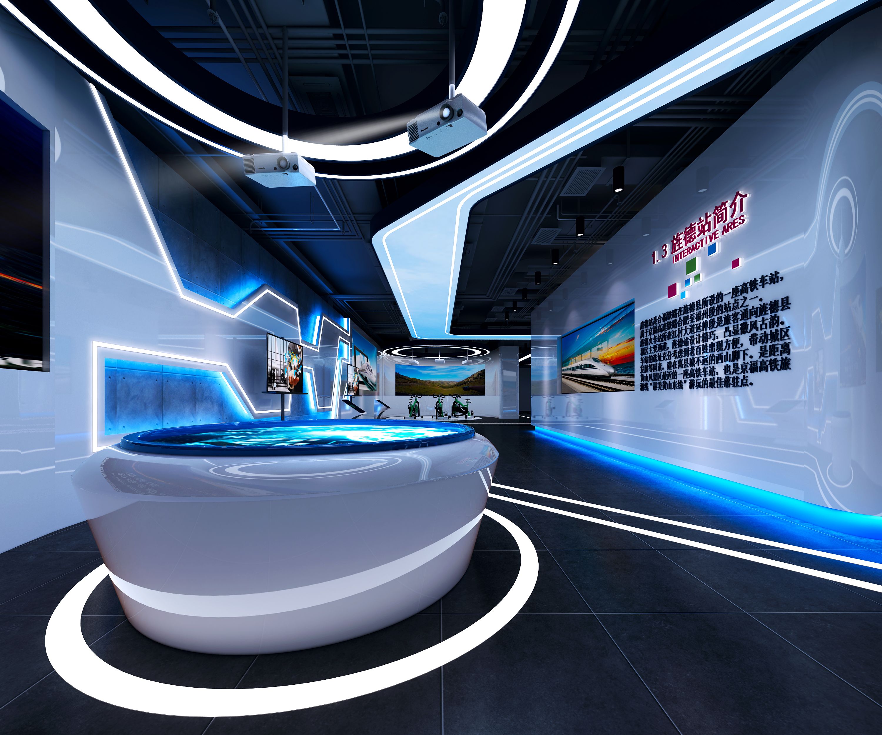 现代风格科技展览馆装修设计效果图  科技展厅装修样板间图片 420平米