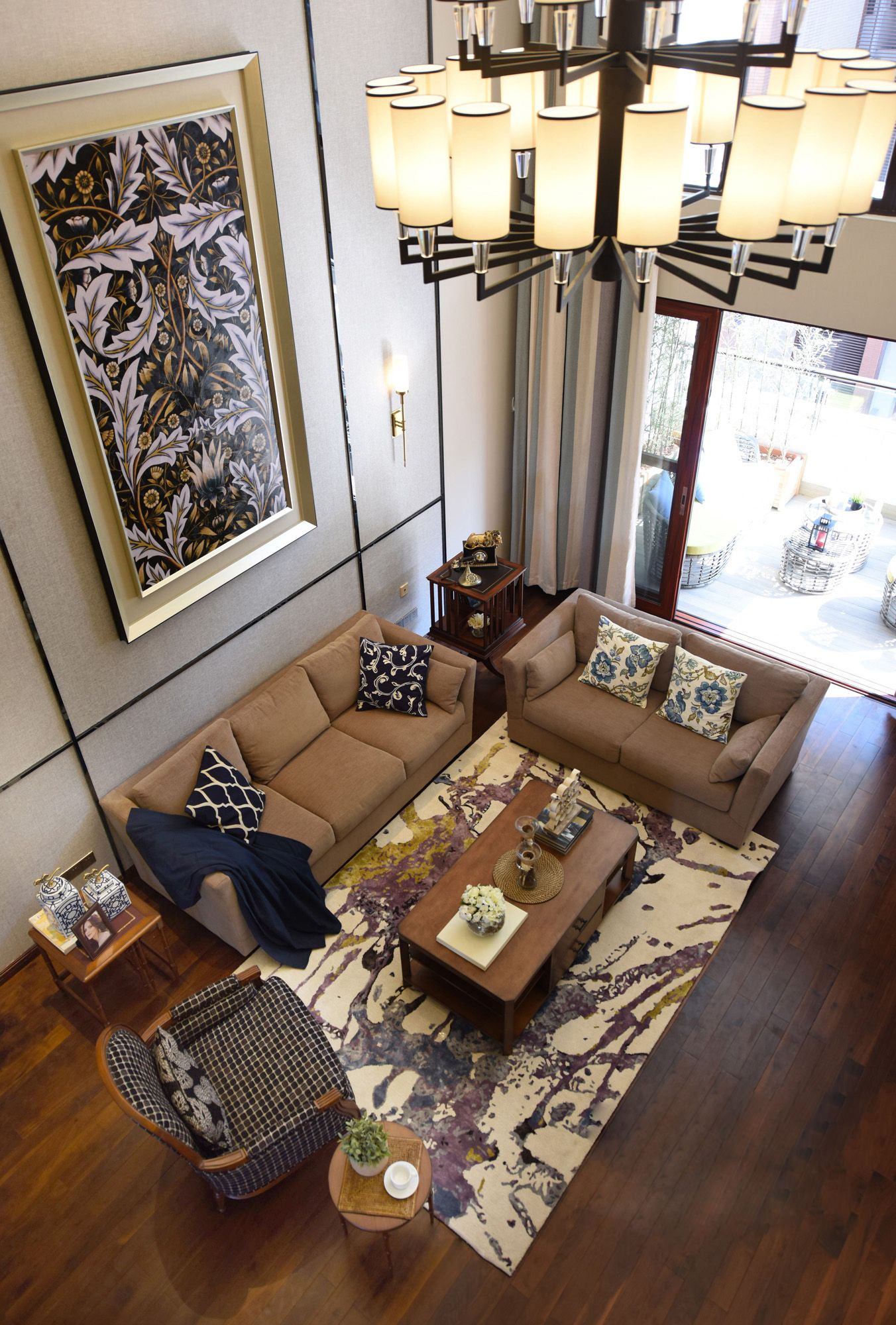 家庭装修设计效果图 中式风格装修设计样板间图片 136平米三室