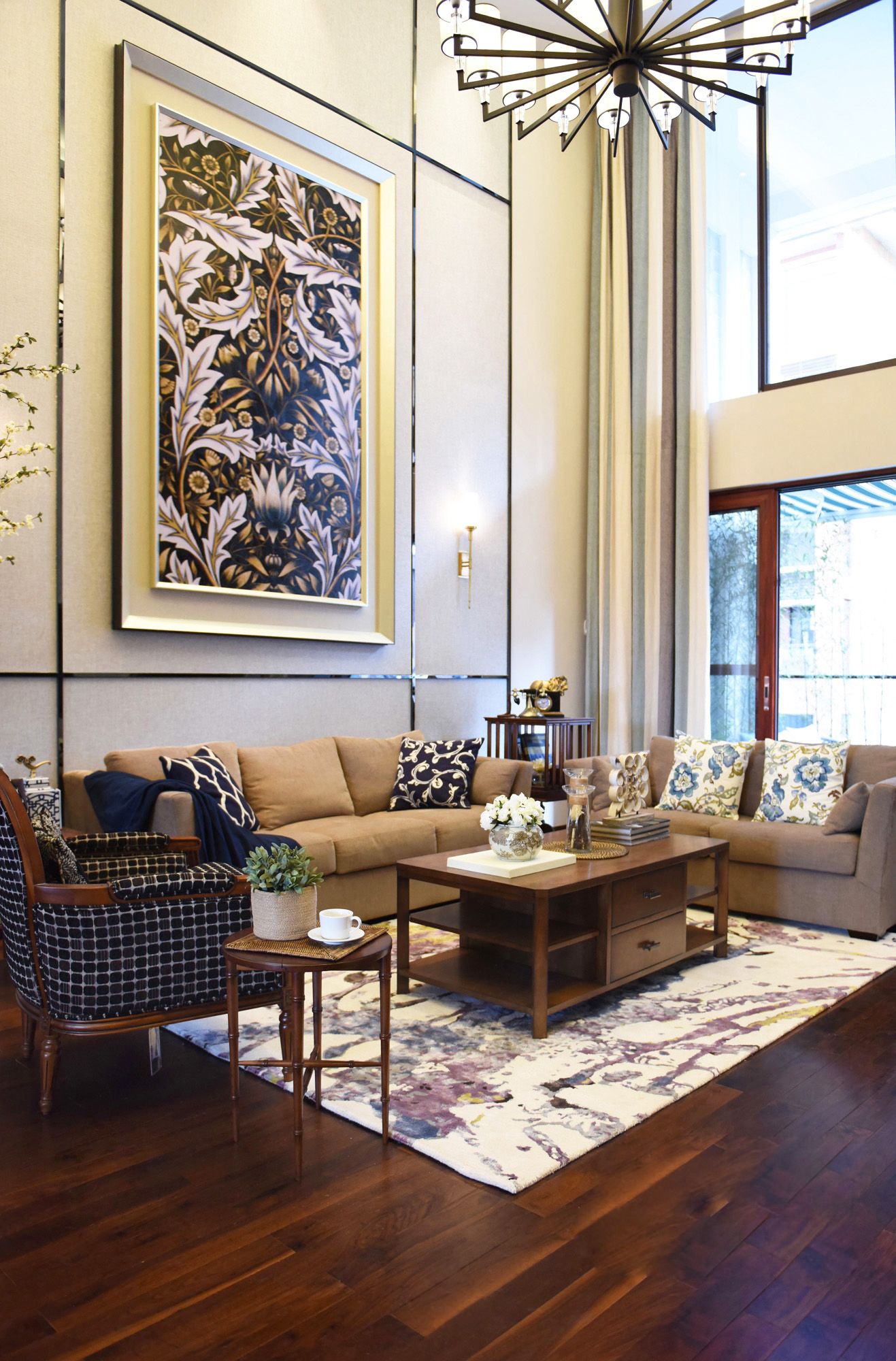 家庭装修设计效果图 中式风格装修设计样板间图片 136平米三室