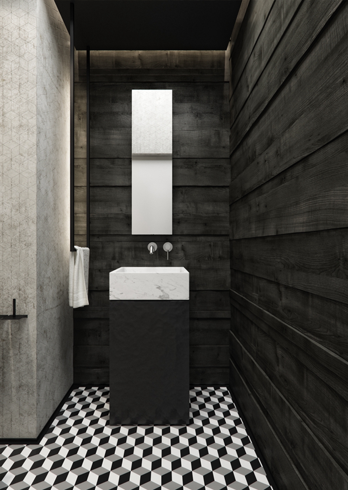 工业风装修设计效果图片 116平米两室两厅装修样板间图片 