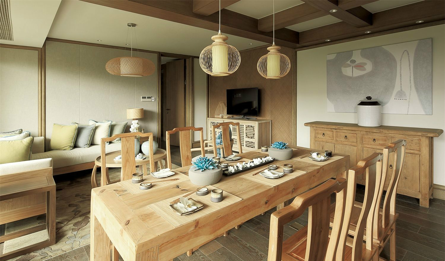 装修房子设计效果图 140平米装修设计样板间图片 三室两厅