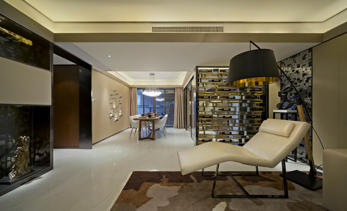 简约风格装修设计效果图片 136平米装修设计样板间图片 三室