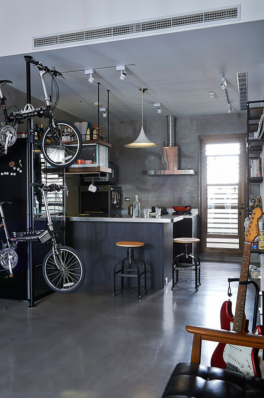 工业风公寓装修图片 92平米公寓装修样板间 中央峰景