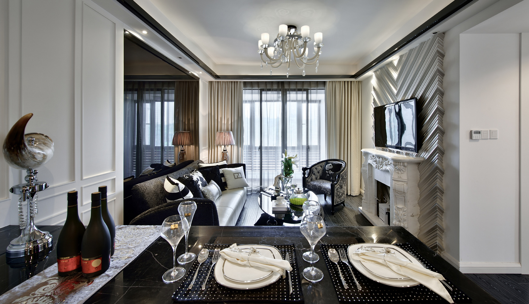 装修效果图现代简约 110平米清新美式风格装修图片