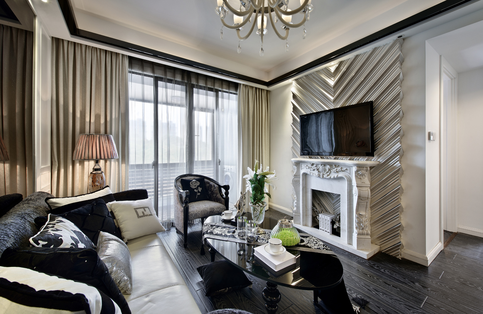 装修效果图现代简约 110平米清新美式风格装修图片