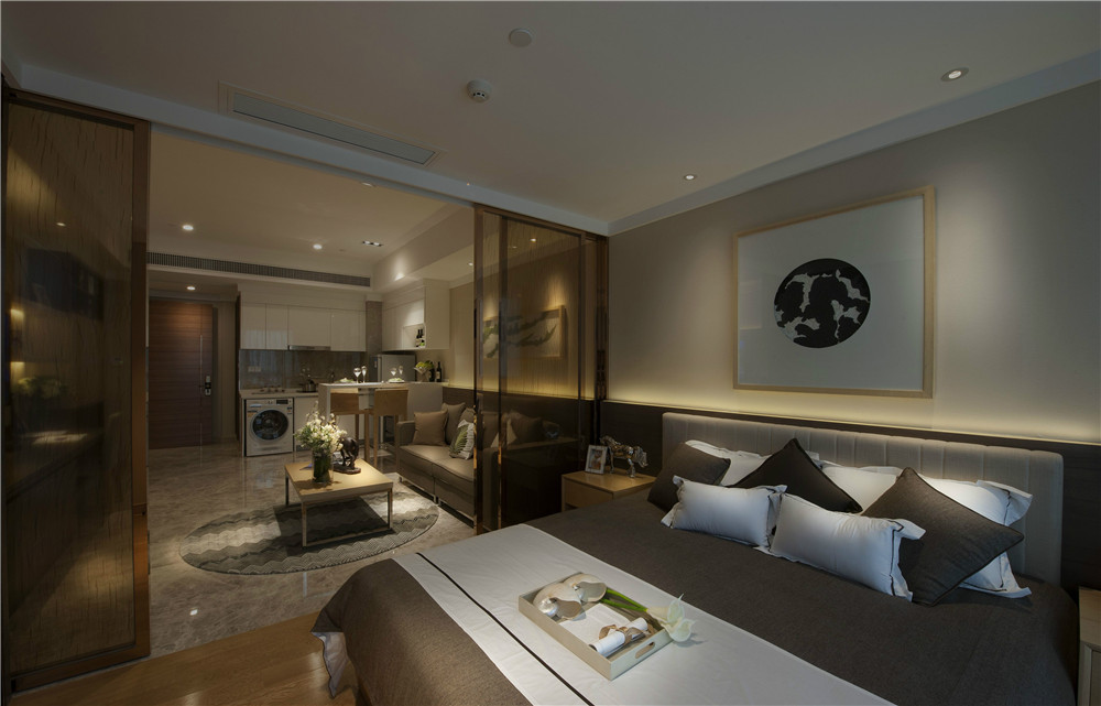 装修图片卧室现代简约 二式一厅现代简约风格装修图片