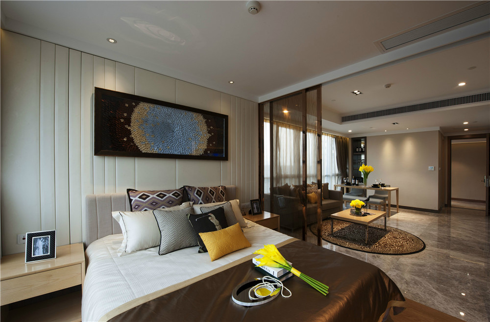 装修图片卧室现代简约 二式一厅现代简约风格装修图片