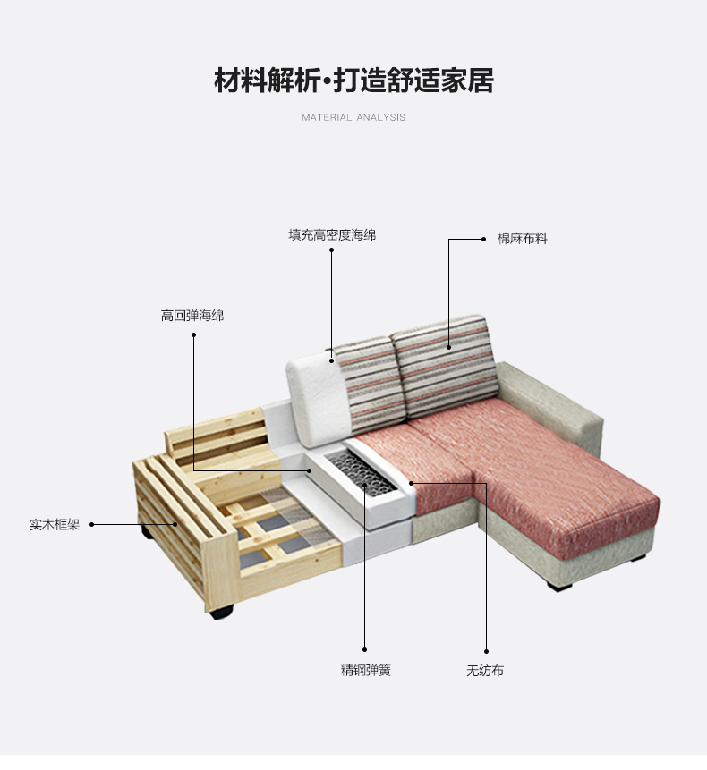 木月 沙发 小户型客厅布艺沙发组合现代简约