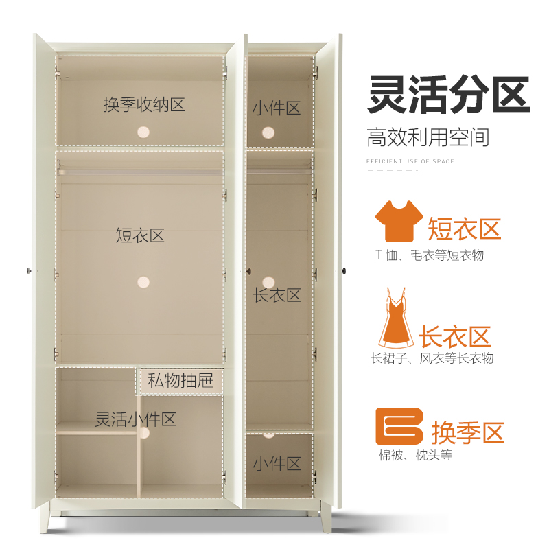 双虎家私美式白色轻奢衣柜
