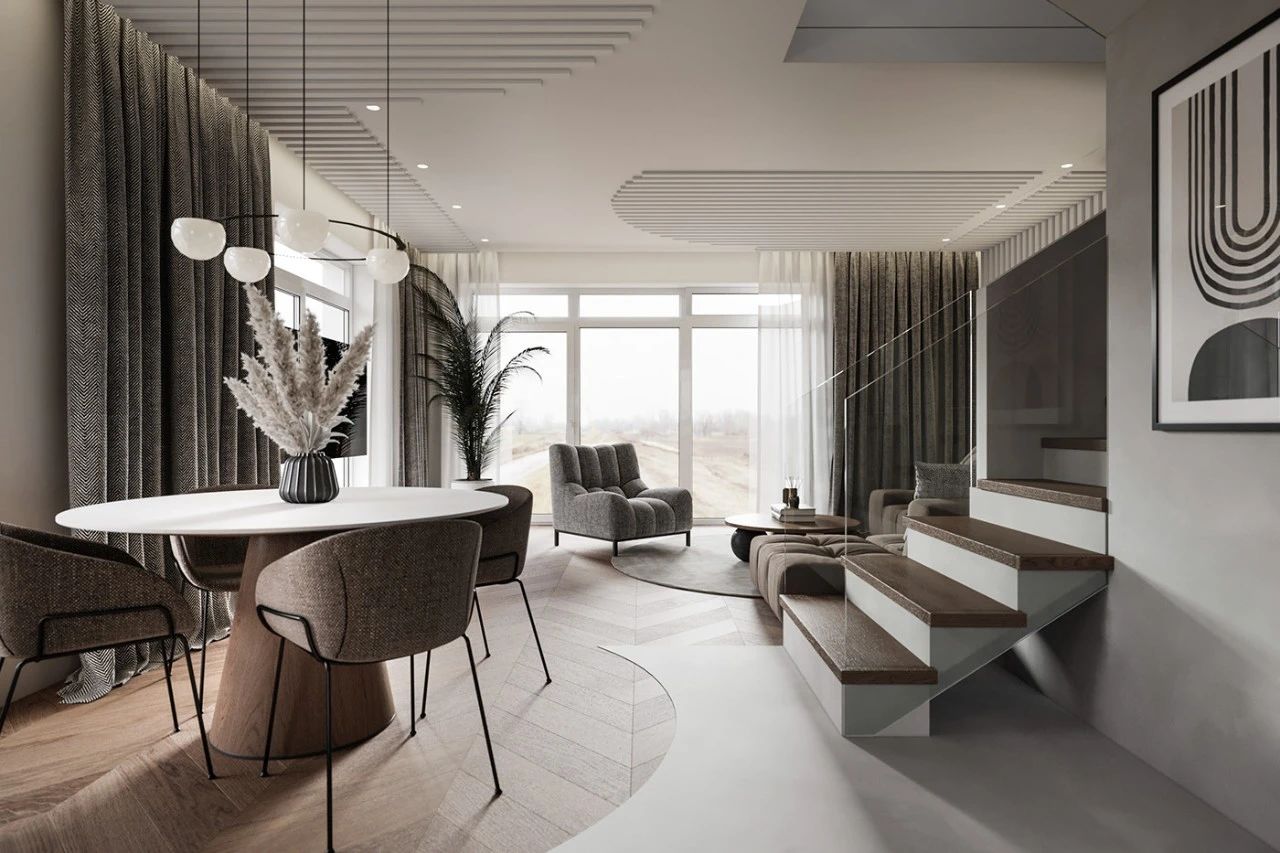 120m²现代风餐厅装修效果图