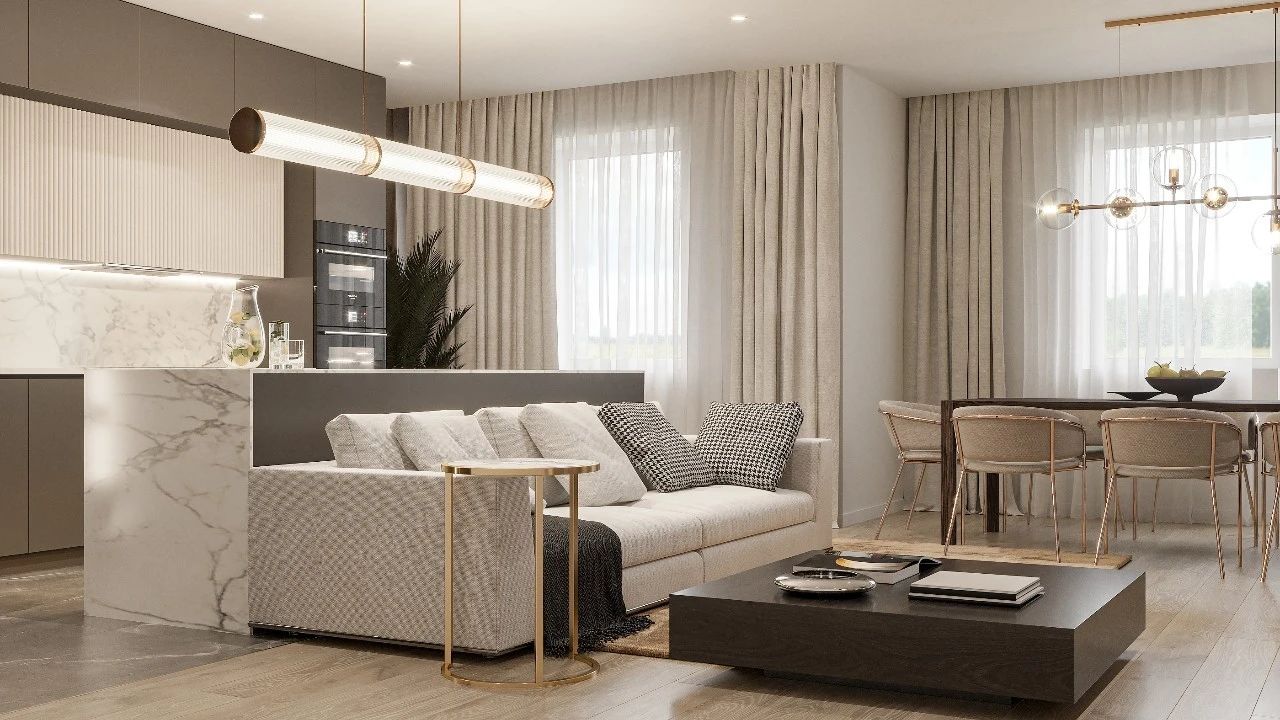 115平轻奢三居装修效果图