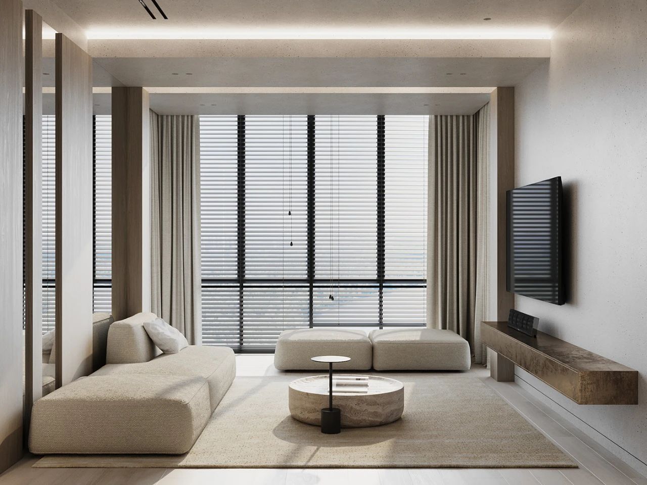 95平简约轻奢两居装修效果图