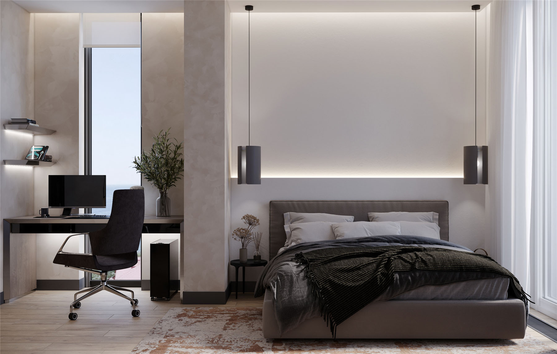 96平 现代简约公寓装修效果图