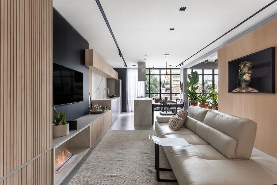 72㎡全开放一居室现代装修效果图