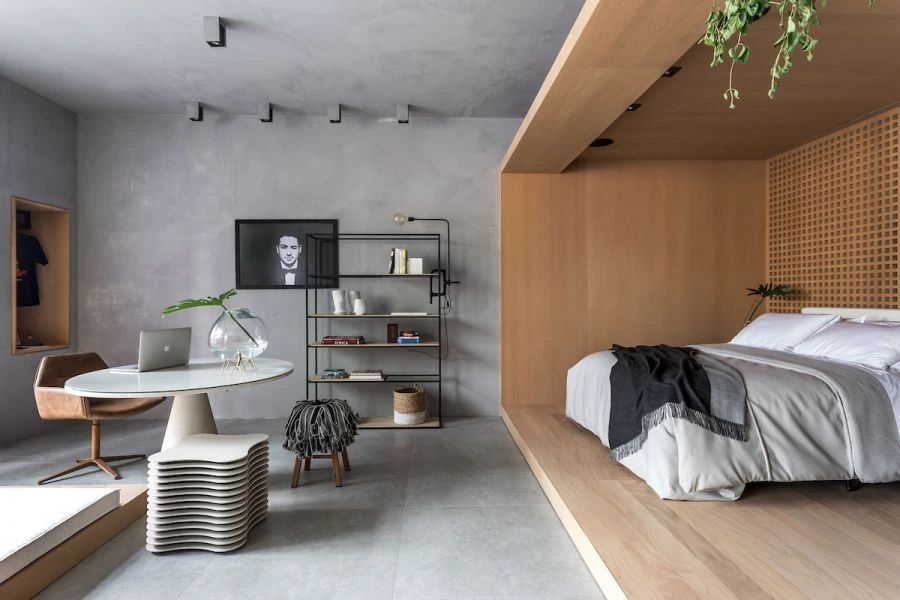 72㎡全开放一居室现代装修效果图