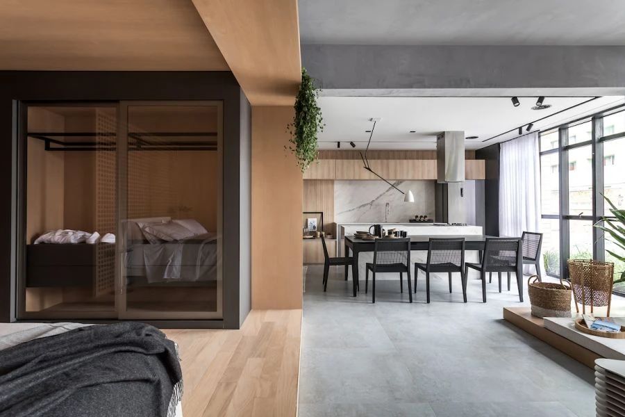 72㎡全开放一居室现代装修效果图