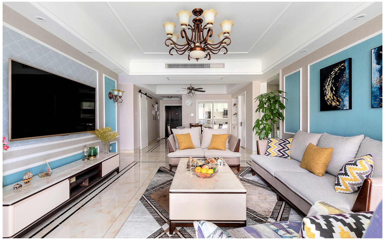 129平美式风装修效果图