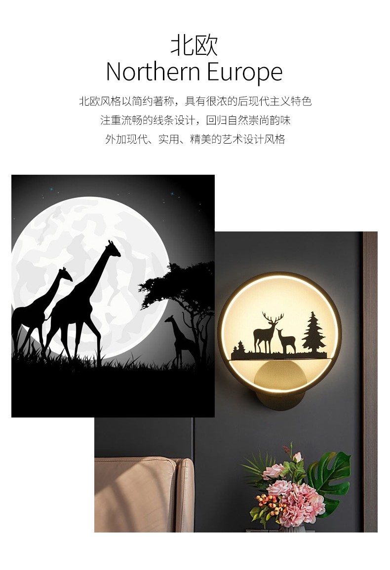 现代北欧圣诞创意卧室墙壁灯
