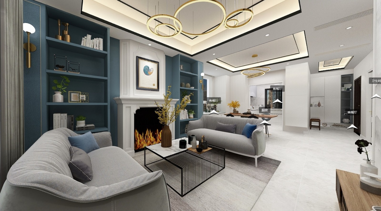 160平美式风格装修效果