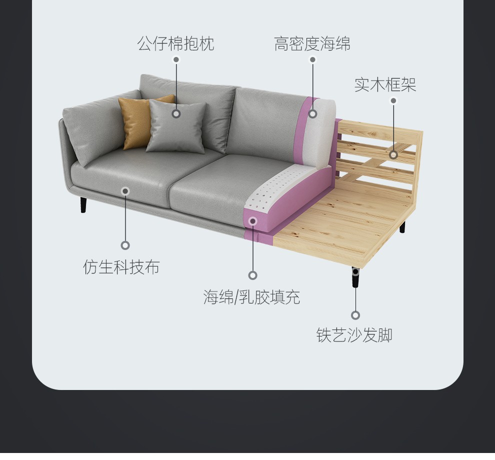 简派印橡布艺沙发