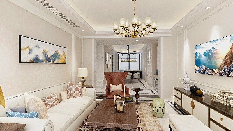 128平美式风格装修效果