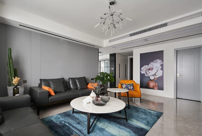 现代轻奢加之橙色点缀