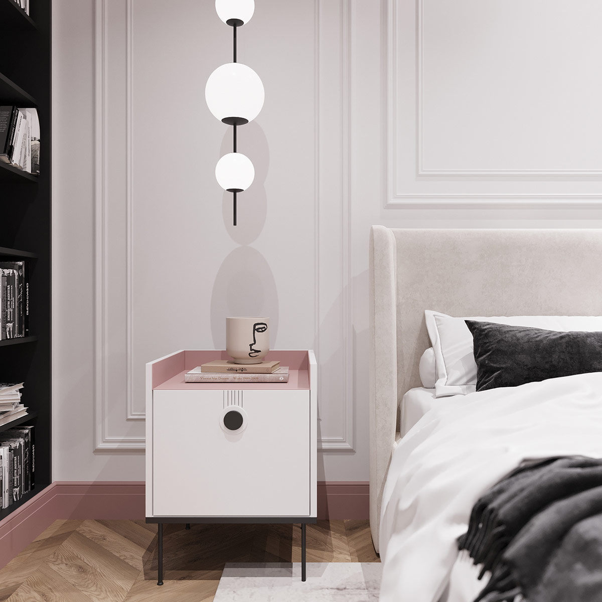 新古典主义与绿色和粉红色装饰的碰撞